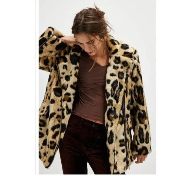 Free People Bella Leopard Coat